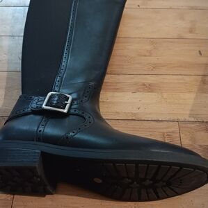 St. John's Bay Black Over the Knee Boots with Silver Buckle